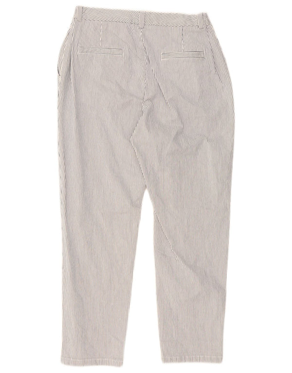 Marks & Spencer Pantalon Chino Femme UK 14 Medium W30 L26 Blanc Rayé