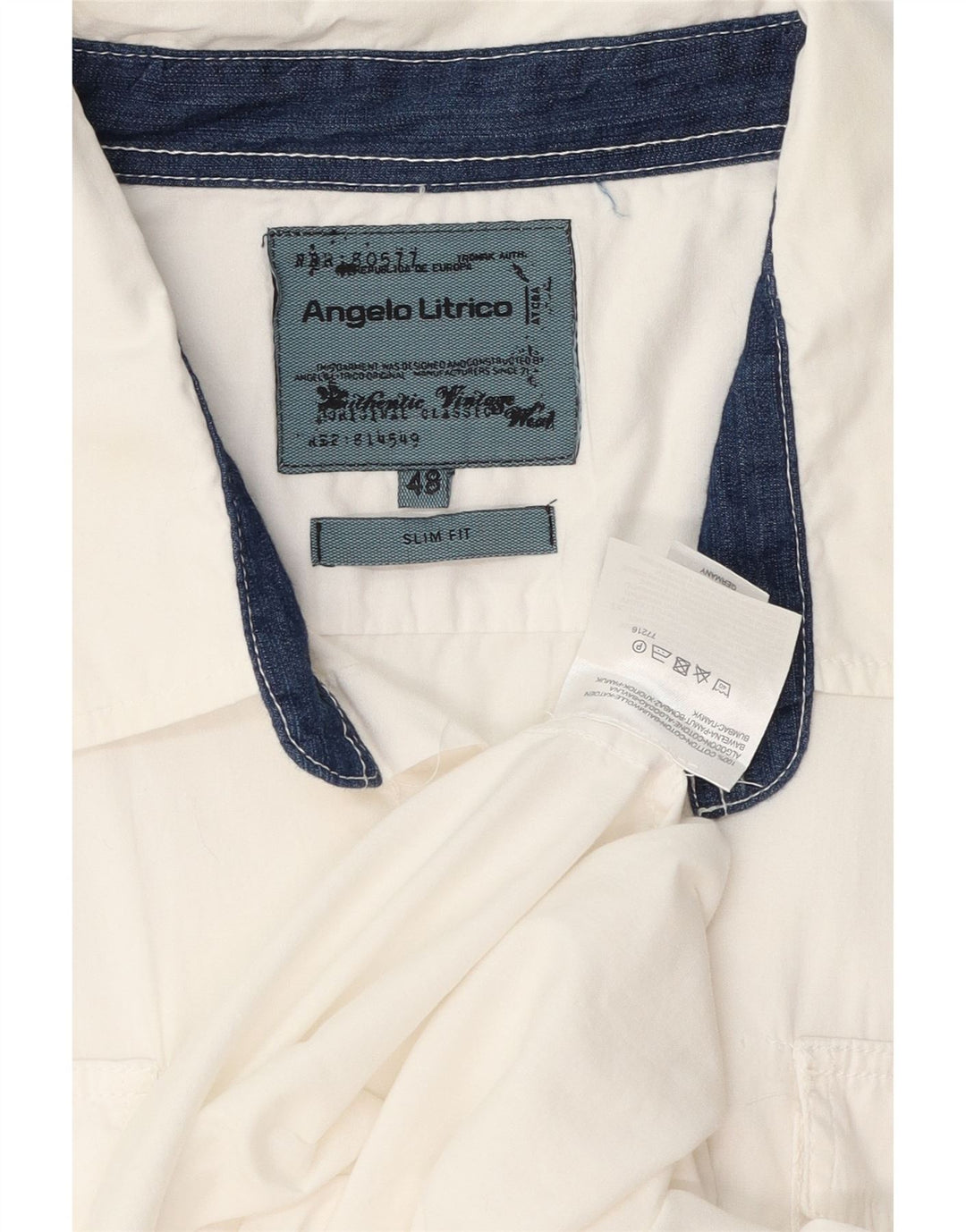 Angelo Litrico Chemise Slim Fit à Manches Courtes pour Hommes IT 48 Coton Blanc Moyen