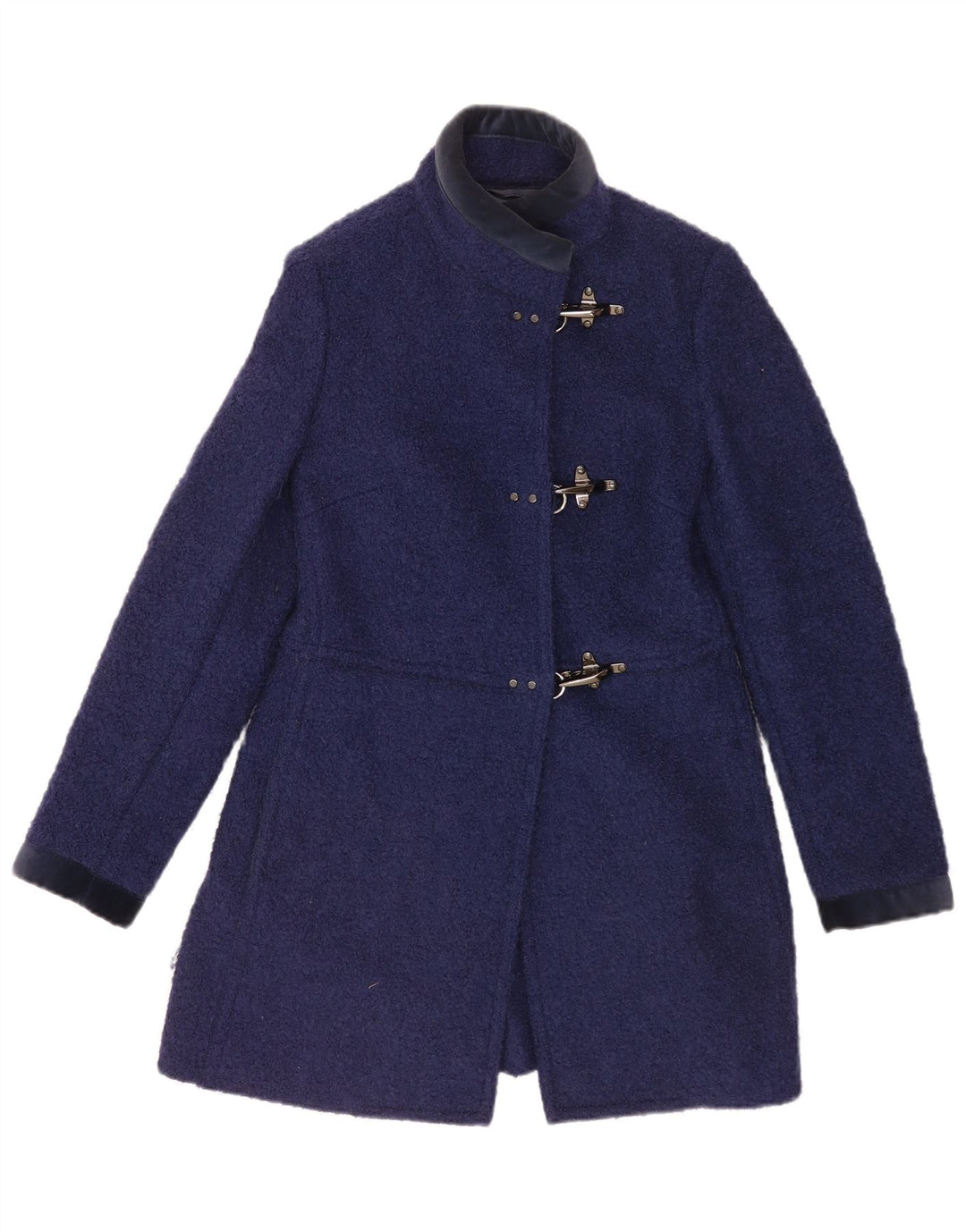 Fay Manteau Femme UK 10 Petite Laine Vierge Bleu Marine