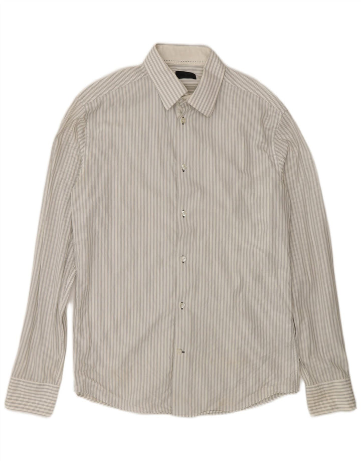 Jack & Jones Chemise Homme En Coton À Fines Rayures Blanc Moyen