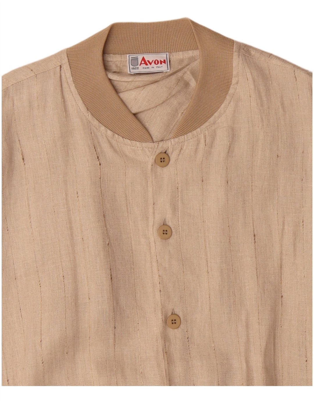 VINTAGE Veste Bomber Homme UK 42 XL Beige Pinstripe Lin