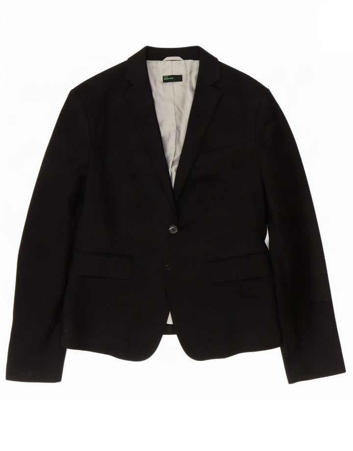 Benetton Veste Blazer 2 Boutons Femme IT 48 XL Noir Polyester