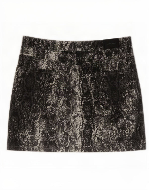 Zara Femme Mini Jupe Large W32 Noir Imprimé Animal