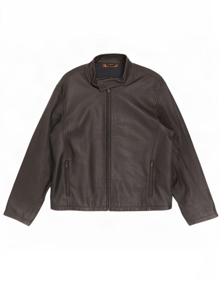 veste en cuir homme vintage UK 44 2XL Noir