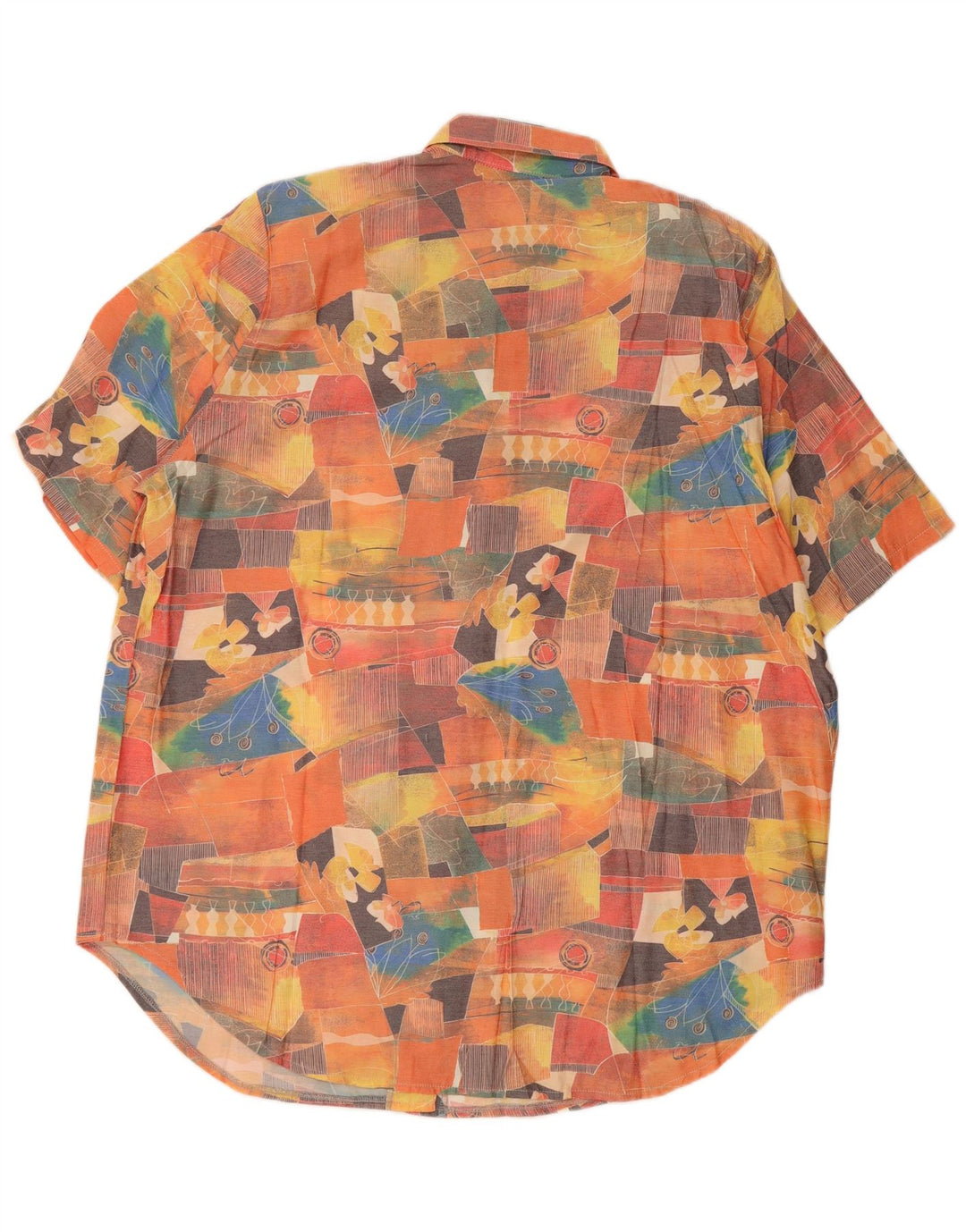 Vintage Femme Motif Abstrait Chemise à Manches Courtes UK 20 2XL Multicolore