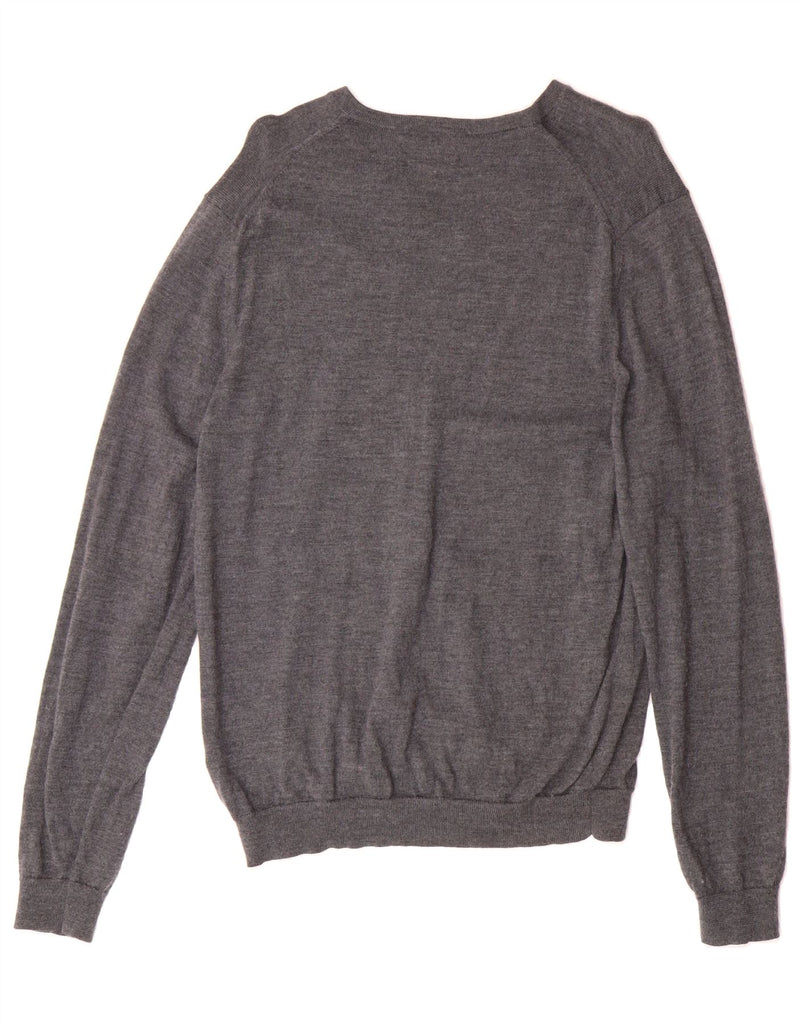 BROOKS BROTHERS Womens V-Neck Jumper Sweater UK 14 Medium Grey Merino Wool Vintage Brooks Brothers and Second-Hand Brooks Brothers from Messina Hembry 