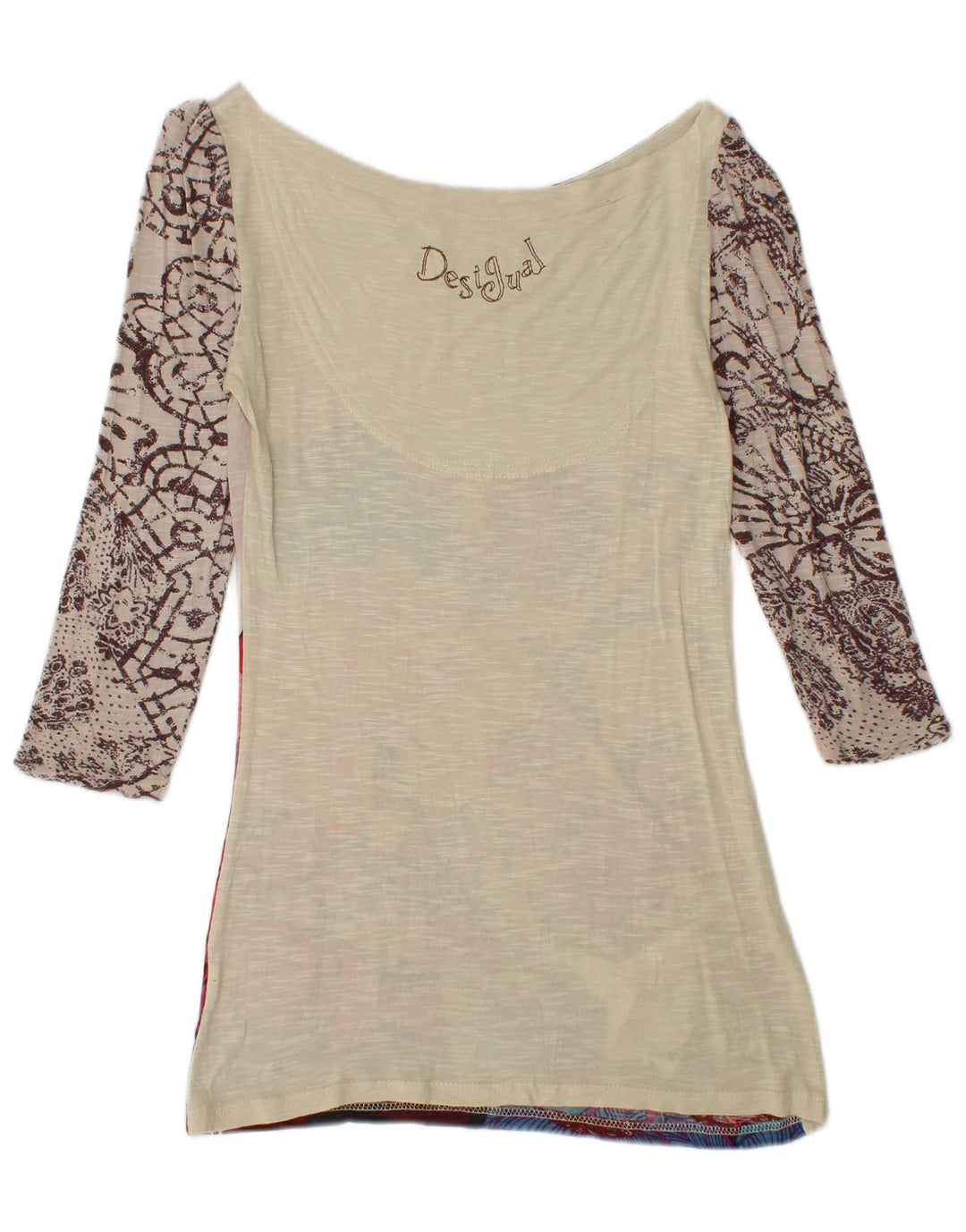 DESIGUAL Haut Graphique Femme Manches 3/4 UK 8 Petit Floral Multicolore