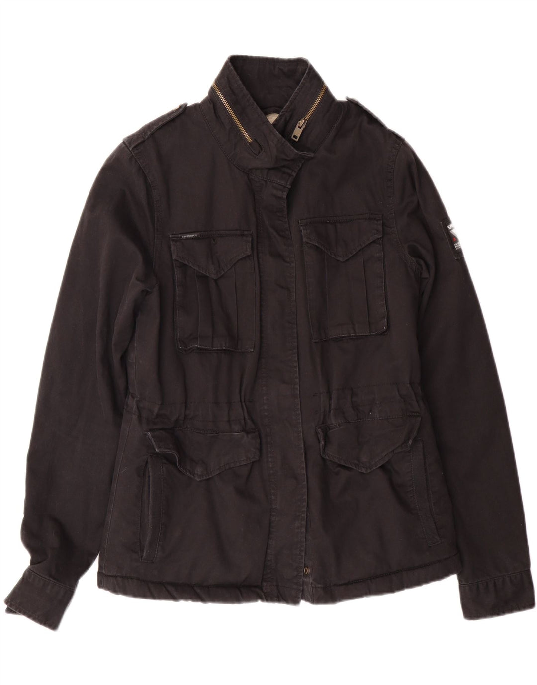 SUPERDRY Veste militaire pour femme UK 10 Small Noir Coton