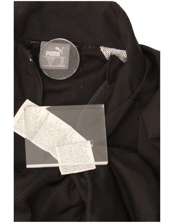 PUMA Boys Tracksuit Top Jacket 13-14 Years Black Colourblock Polyester