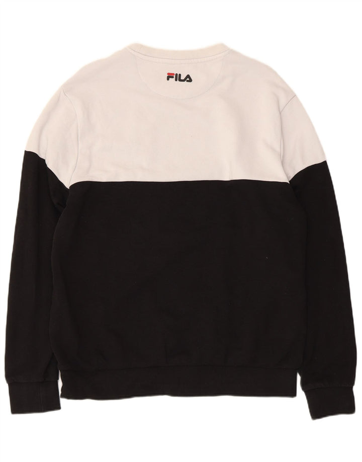FILA Sweat-shirt graphique pour femme UK 14 Medium Black Colourblock