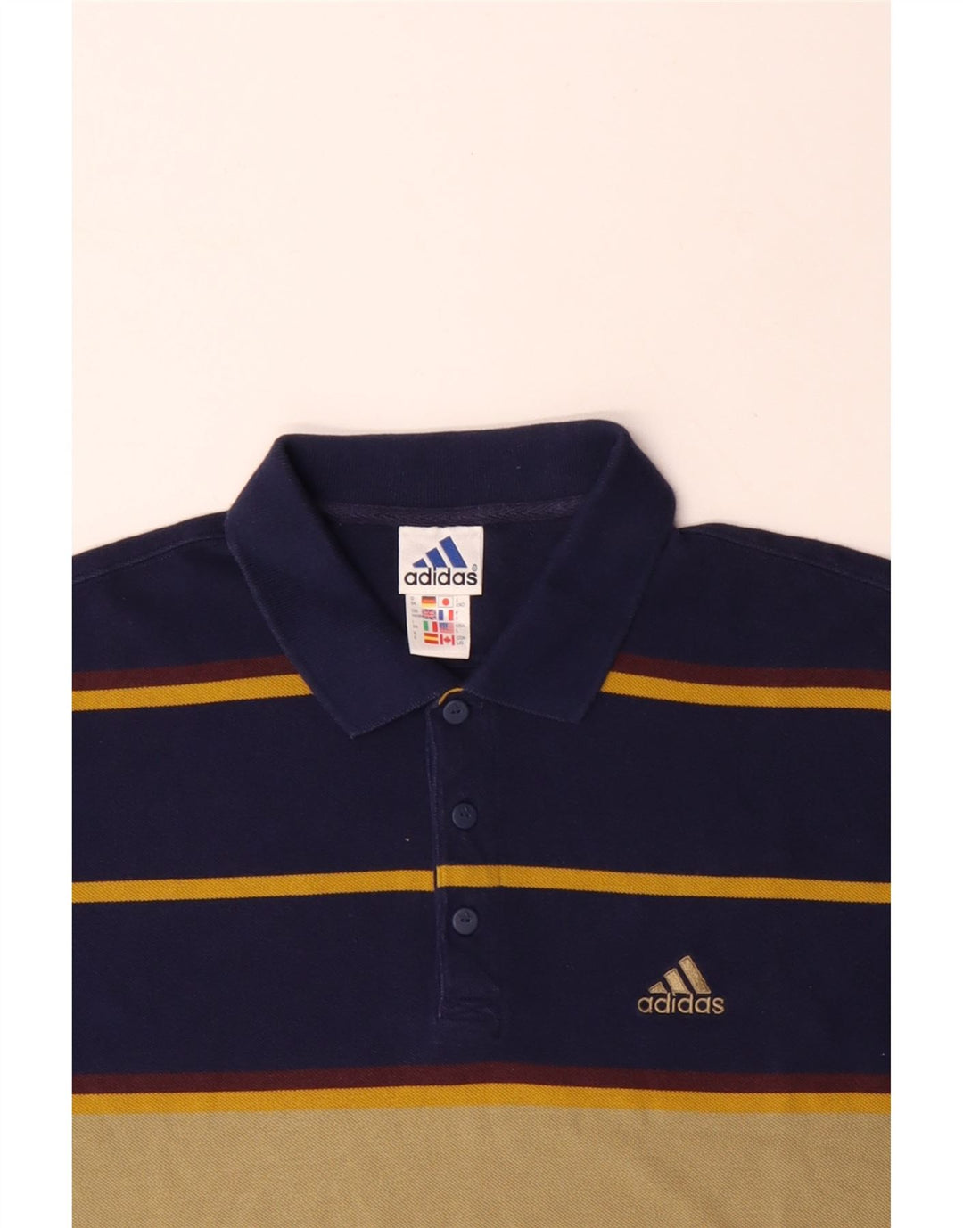 ADIDAS Polo Homme UK 44/46 Large Bleu Marine Colourblock Coton