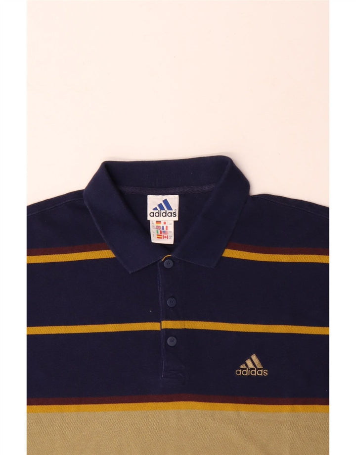 ADIDAS Polo Homme UK 44/46 Large Bleu Marine Colourblock Coton