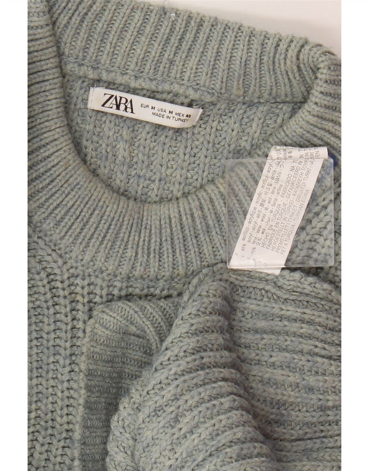 Zara Pull Col Rond Homme Bleu Moyen Acrylique Moucheté