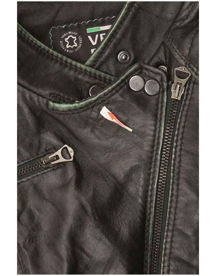 Veste motard en cuir femme vintage IT 44 Cuir noir moyen