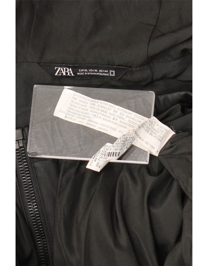 Zara Veste de pluie à capuche pour homme UK 42 XL Noir Polyester
