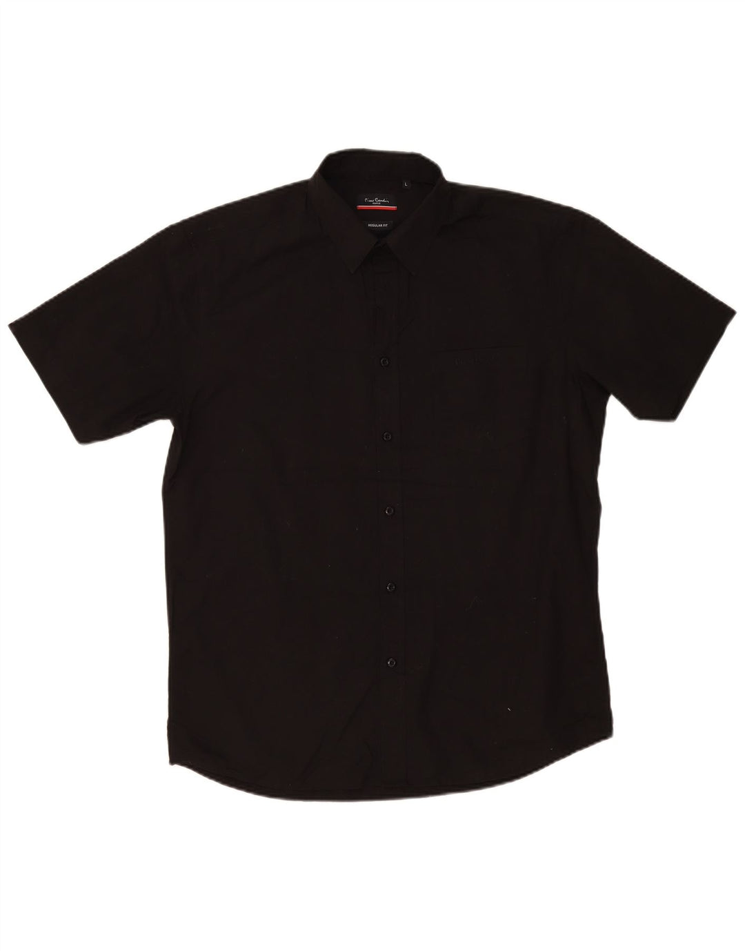 Pierre Cardin Chemise à manches courtes pour hommes, coupe régulière, grand noir, polyester