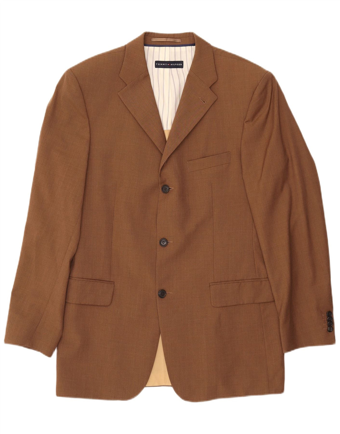 TOMMY HILFIGER Veste Blazer 3 Boutons Homme UK 38 Laine Marron Moyen