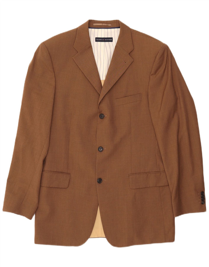 TOMMY HILFIGER Veste Blazer 3 Boutons Homme UK 38 Laine Marron Moyen