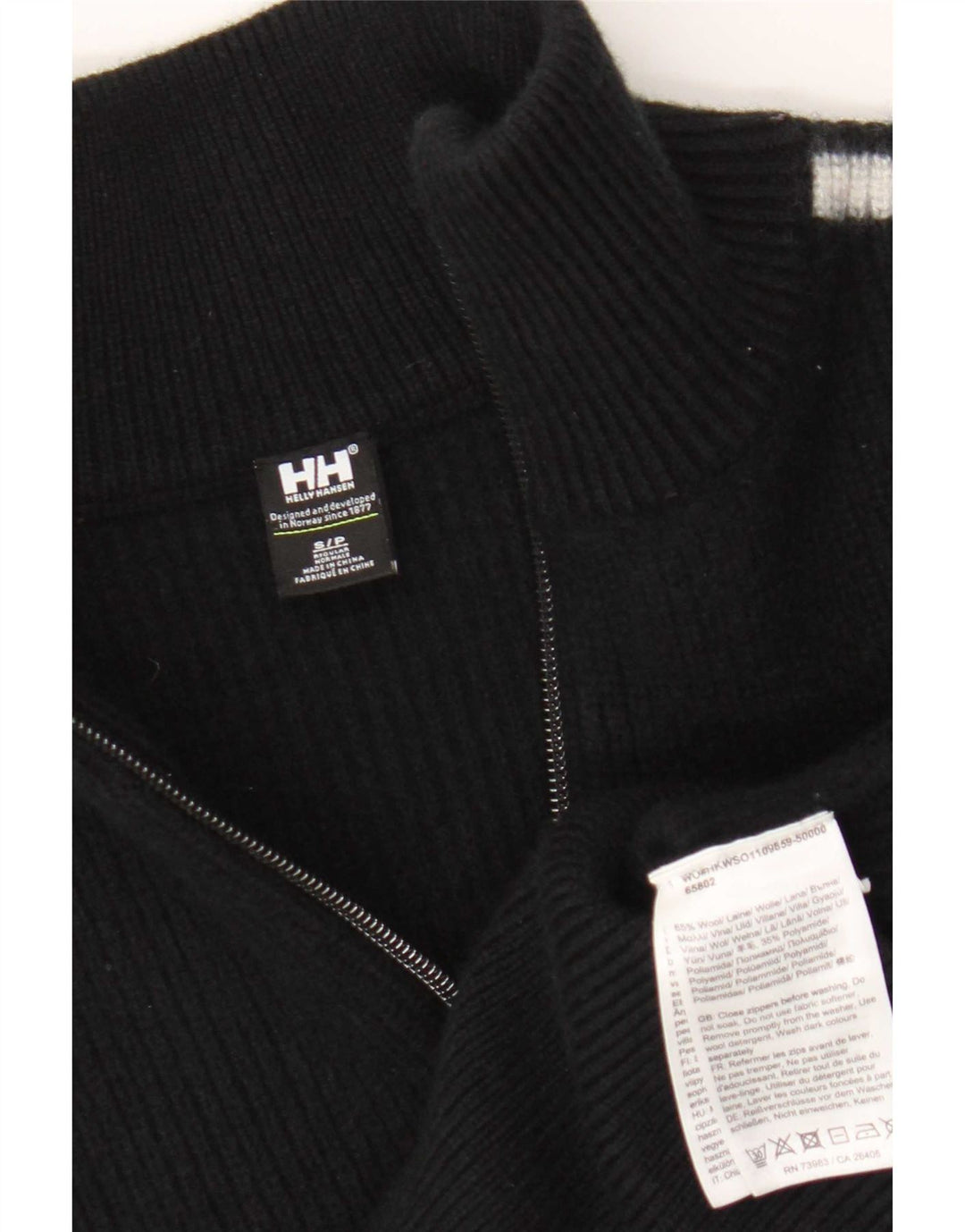 Helly Hansen Pull à col zippé pour femme UK 10 Small Noir Colorblock