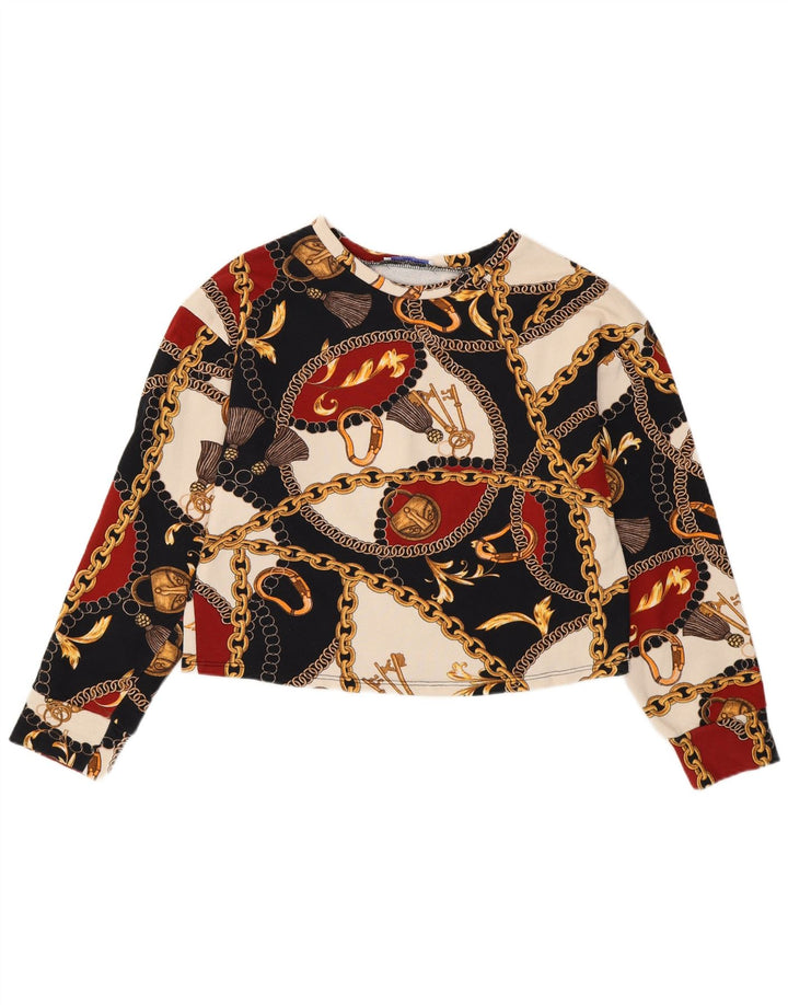 Zara Womens Blouse surdimensionnée à motif abstrait UK 10 Small Multicolore