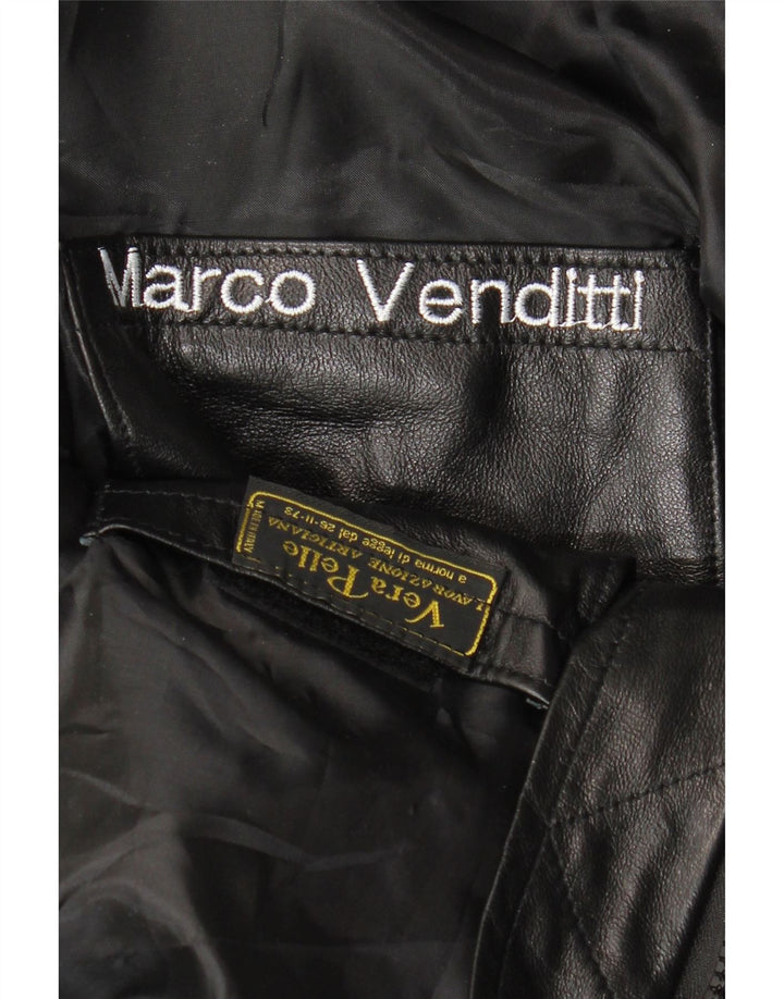 VINTAGE Veste en cuir homme UK 36 Petit cuir noir