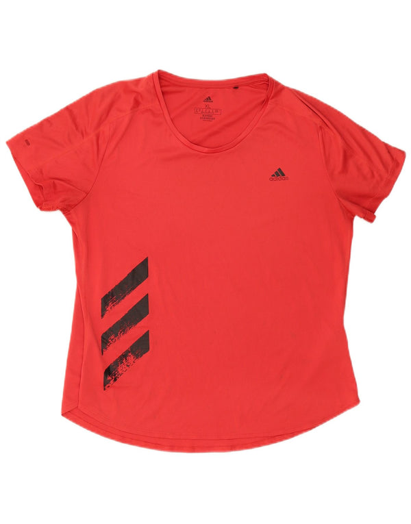 Adidas Femmes Aeroready Graphic T-Shirt Top UK 20/22 XL Rouge Polyester