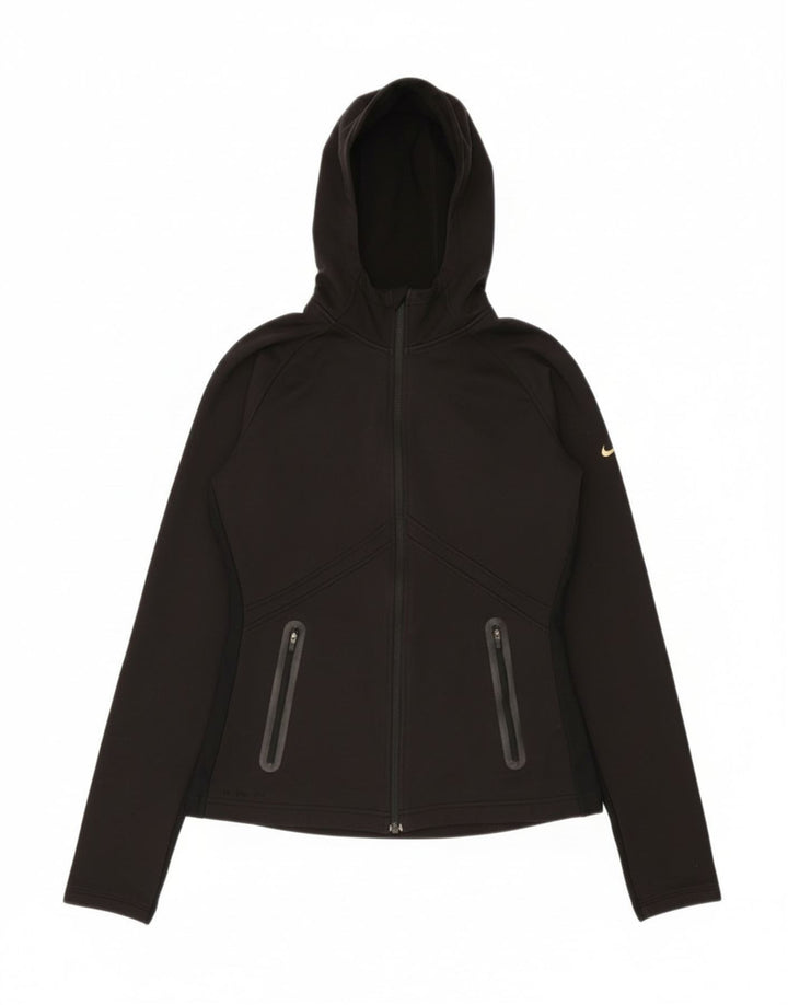 Nike Pull à capuche zippé pour femme UK 10 Petit Noir Polyester