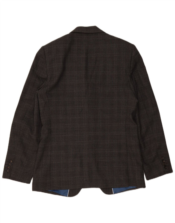 Marks & Spencer Veste blazer à 2 boutons pour homme UK 40 en laine à carreaux gris moyen