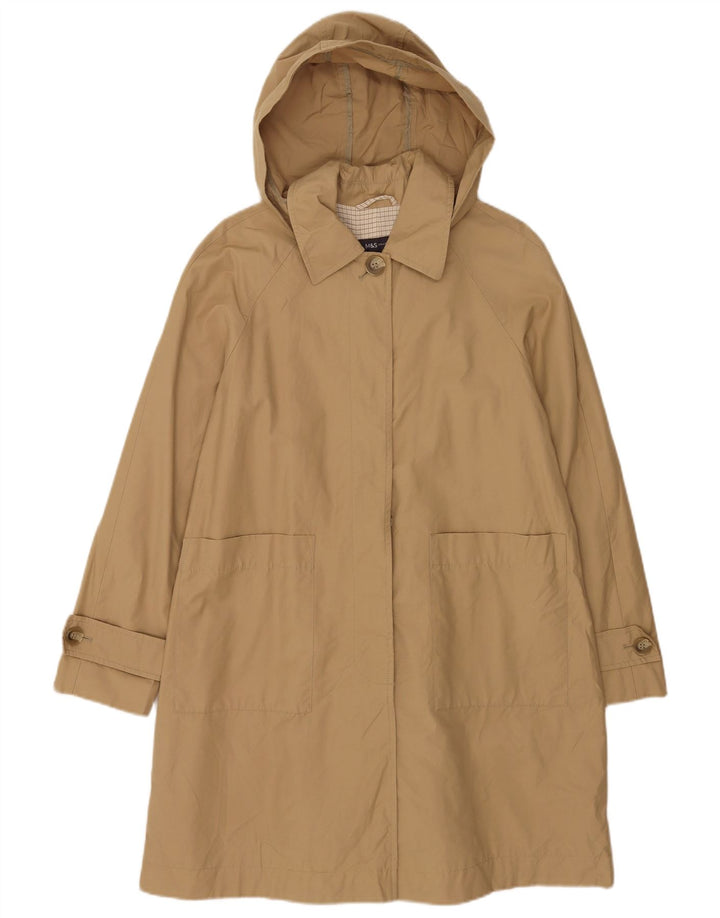 Marks & Spencer Manteau imperméable à capuche pour femme UK 12 en coton beige moyen