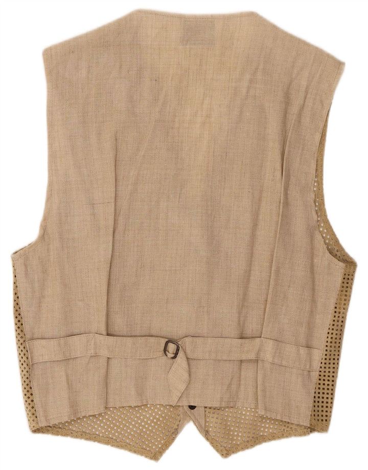 gilet en daim homme vintage IT 46 petit cuir beige
