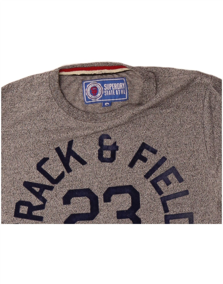 SUPERDRY T-Shirt Graphique Track & Field Homme Petit Gris Coton