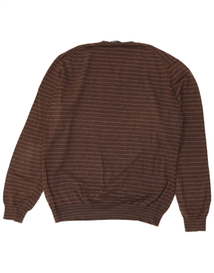 Massimo Dutti Pull Col V Homme XL Marron Rayé