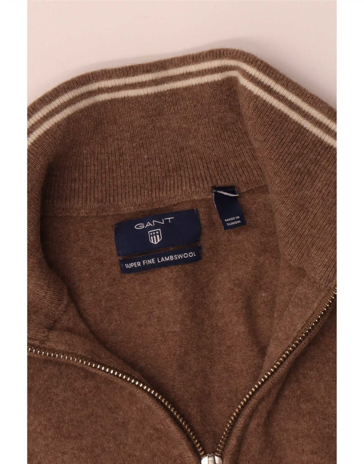 Gant Pull col zippé garçon 14-15 ans marron laine d'agneau