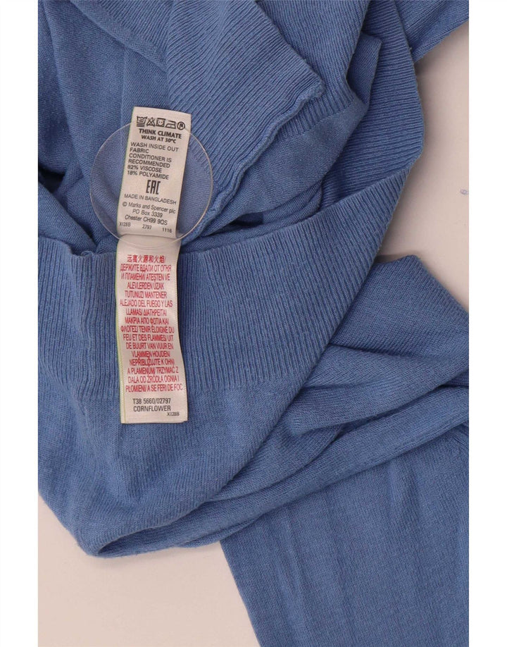 Marks & Spencer Pull cardigan court pour femme UK 10 Small Bleu Viscose