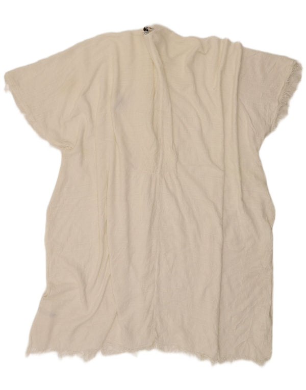 Zara Cardigan long surdimensionné à manches courtes pour femme UK 14 Blanc moyen
