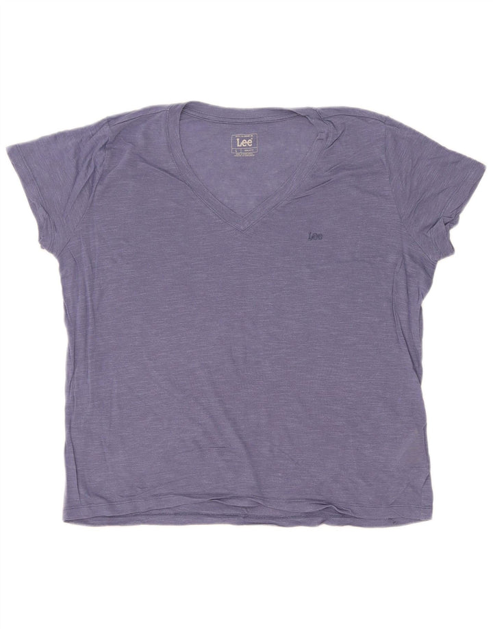 Lee T-Shirt Coupe Régulière pour Femme UK 16 Large Bleu Lyocell
