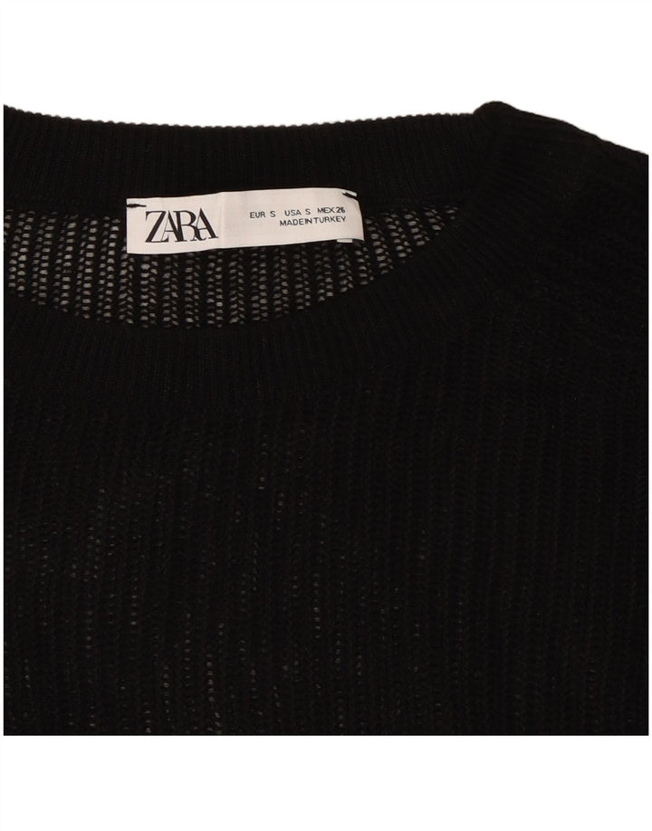 ZARA Womens Crew Neck Jumper Sweater UK 10 Small Black