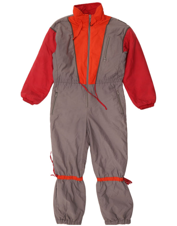 vintage Mens Loose Fit Ski Combinaison IT 46 Petit Gris Colorblock Coton