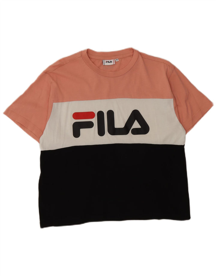 Fila T-shirt graphique pour femme UK 14 Medium Multicolore Colourblock