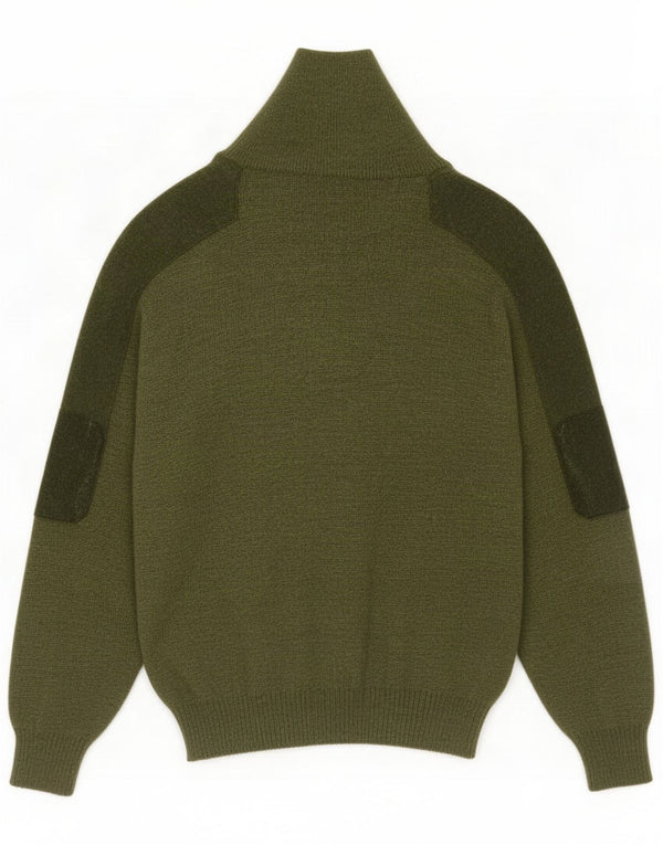 Vintage Mens Zip Neck Jumper Sweater IT 56 XL Green New Wool