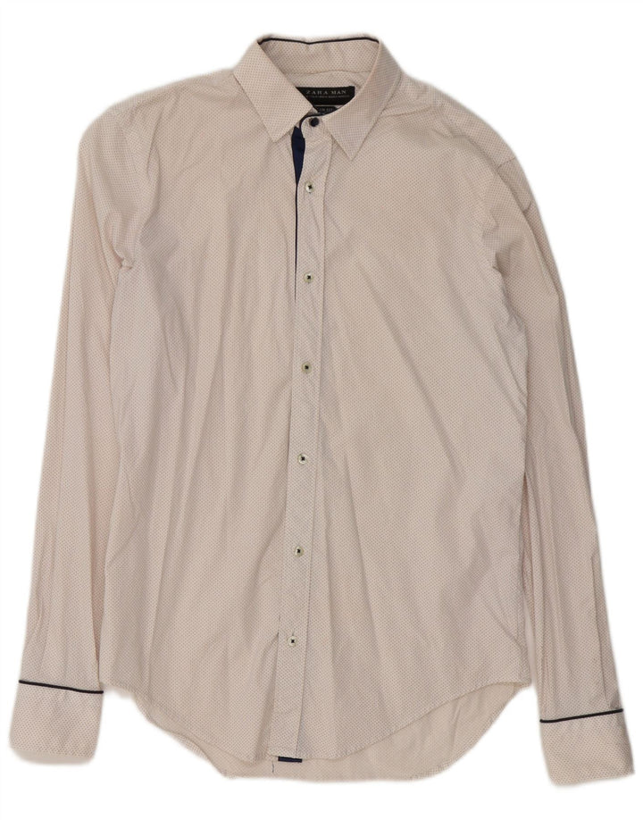 Zara Chemise Slim Fit En Coton À Pois Blanc Moyen |