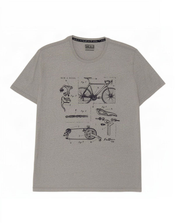 Fat Face T-Shirt Graphique Homme Top 2XL Gris Moucheté Coton