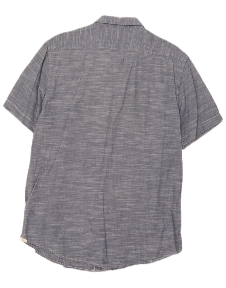 Lee Chemise à manches courtes pour hommes, coupe régulière, grand coton moucheté bleu