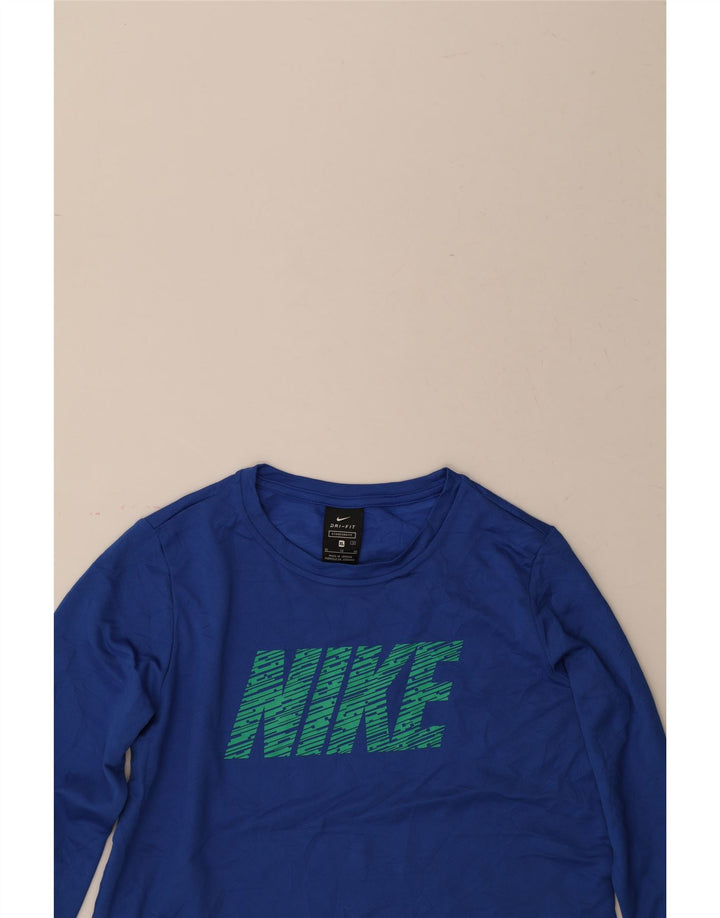 NIKE Womens Dri Fit Graphic Top Long Sleeve UK 18 XL Blue Polyester Vintage Nike and Second-Hand Nike from Messina Hembry 