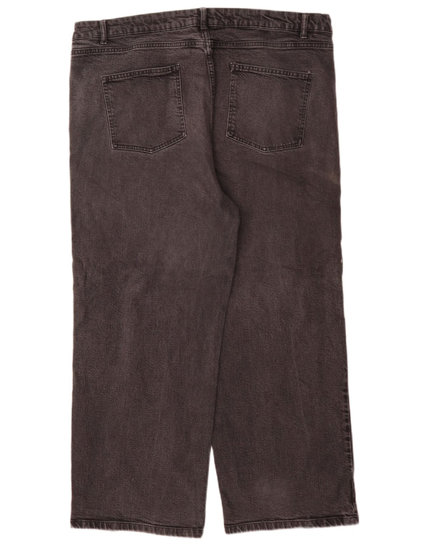 Marks & Spencer Jean taille haute jambe large pour femme UK 22 3XL W44 L29 Gris