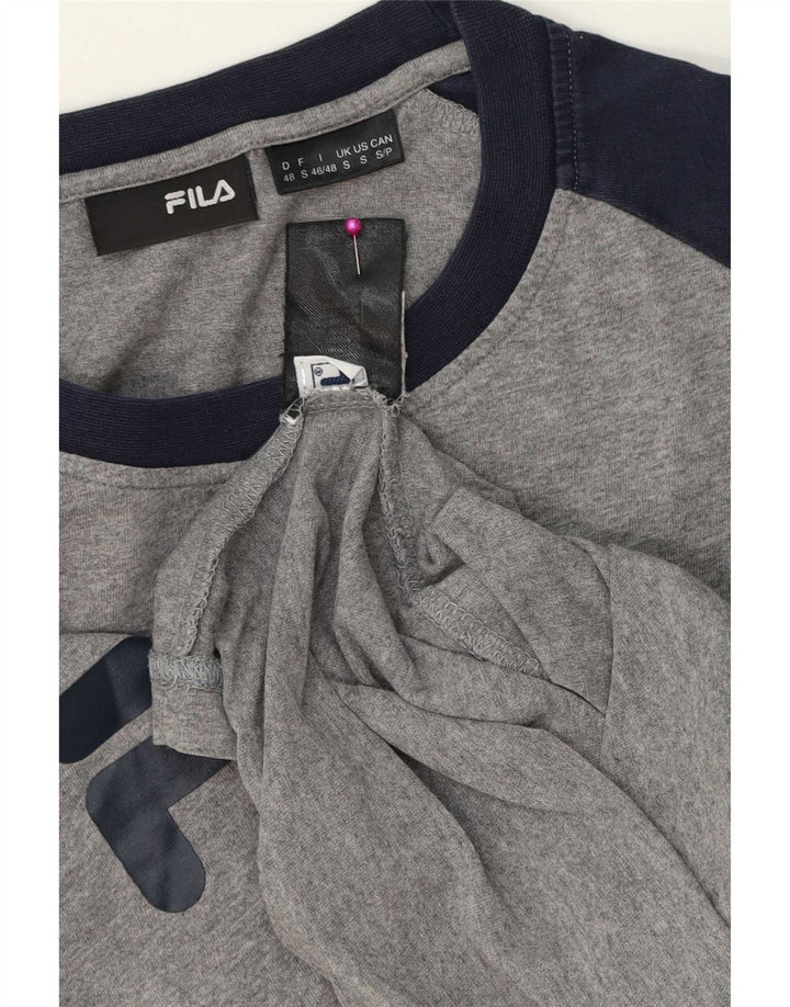 Fila Haut graphique à manches longues pour homme en coton color block Gris Taille S
