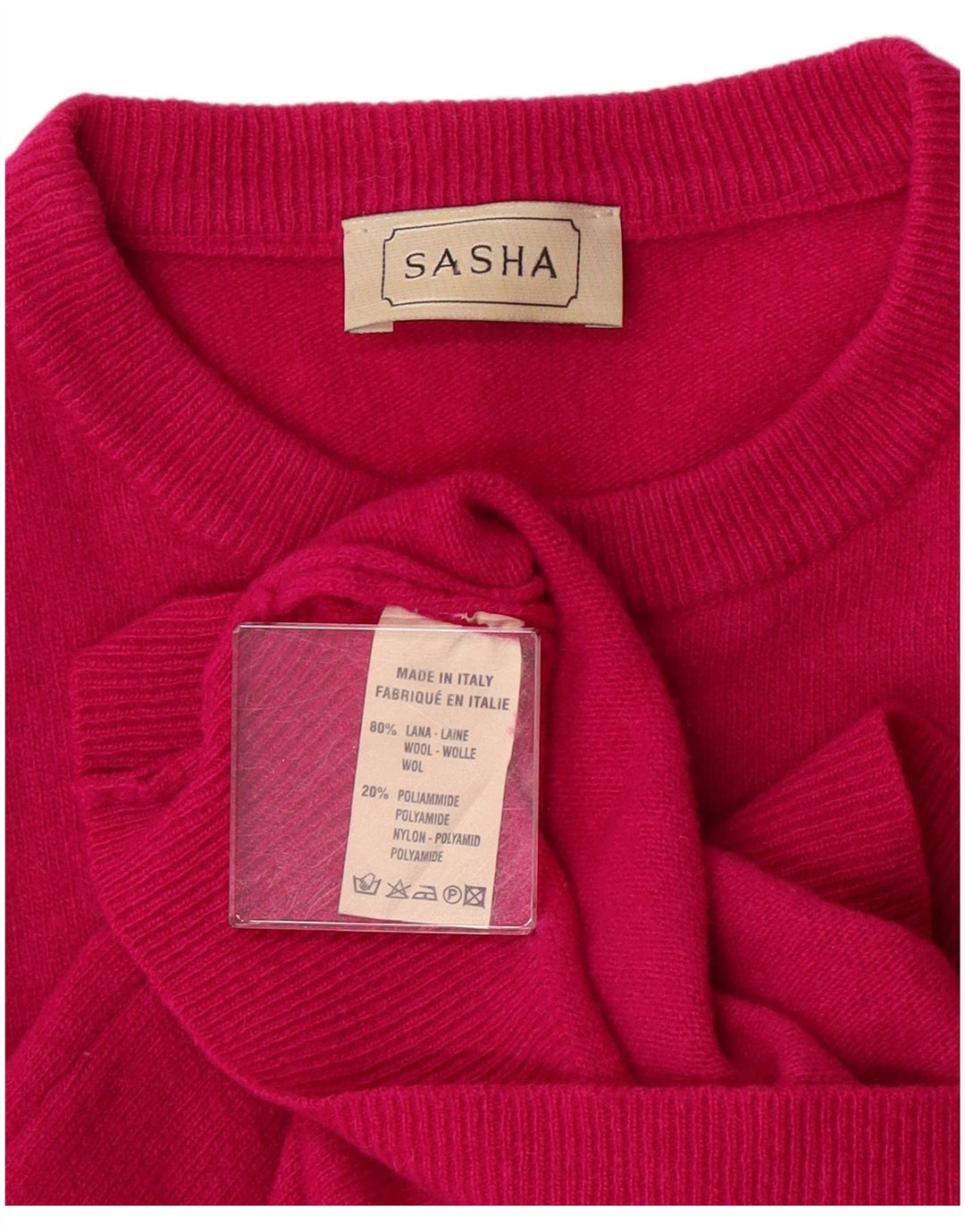 SASHA Pull à col rond pour femme UK 14 Grande laine rose