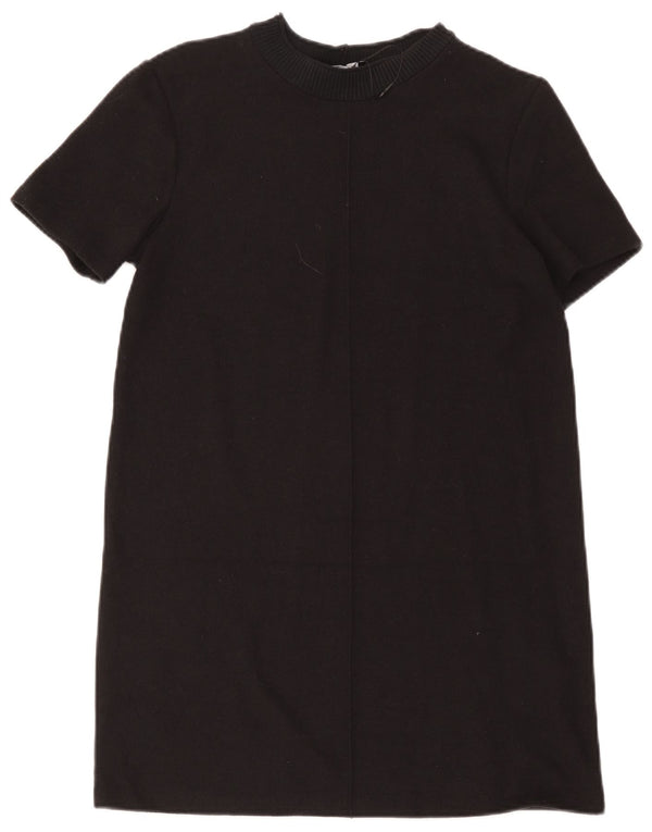 Zara Robe droite pour femme UK 12 en coton noir moyen
