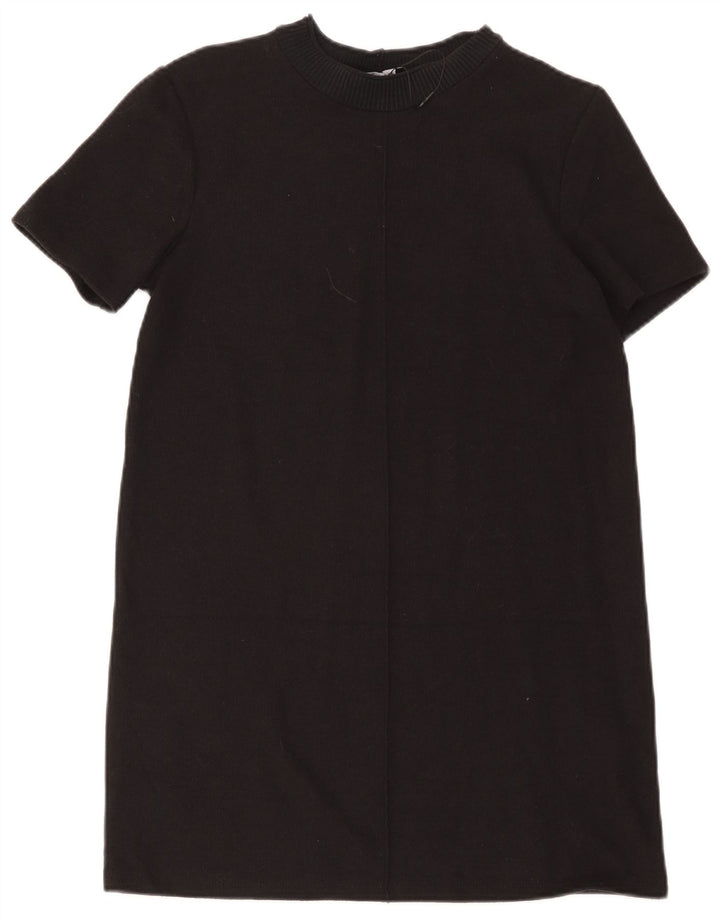 Zara Robe droite pour femme UK 12 en coton noir moyen