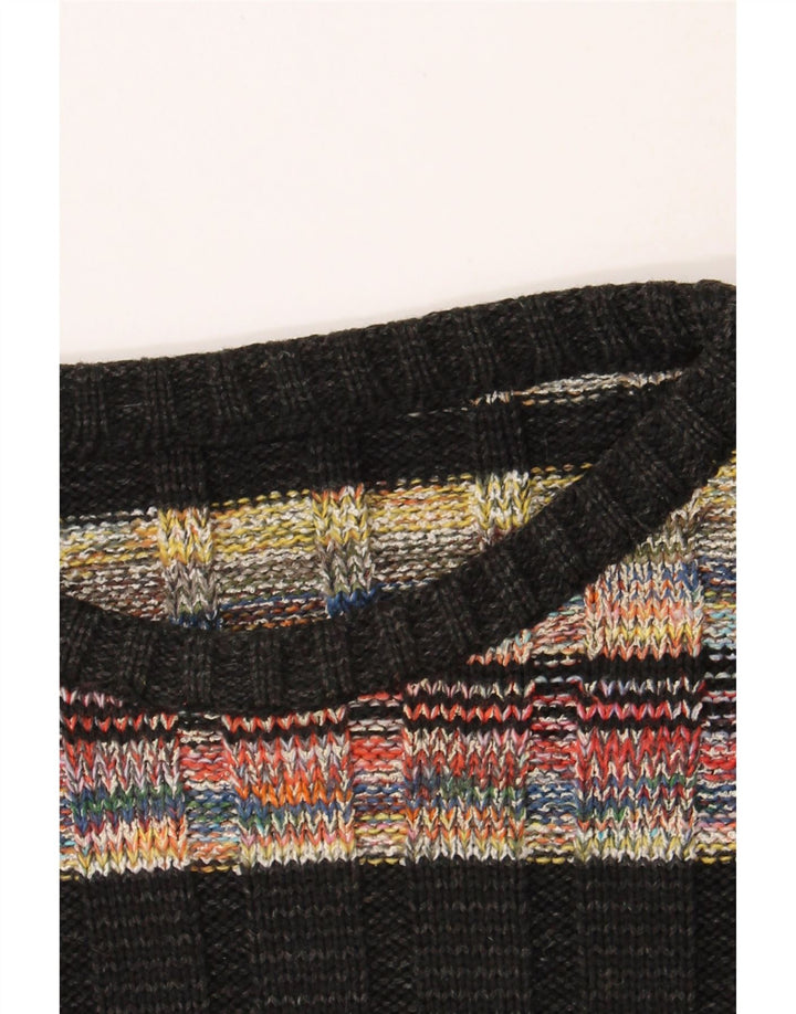 VINTAGE Mens Crew Neck Jumper Sweater Large Multicoloured Striped Vintage Vintage and Second-Hand Vintage from Messina Hembry 